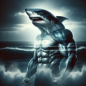 A hyper-realistic double exposure image of an anthropomorphic hu...