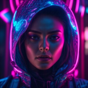 An ultra-realistic digital art portrait of a female, head-on at...