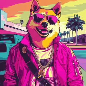 Doge meme in a humorous digital illustration in the style of a G...