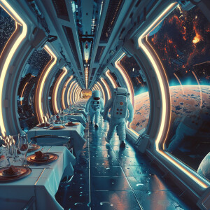 A space restaurant and chefs in space
