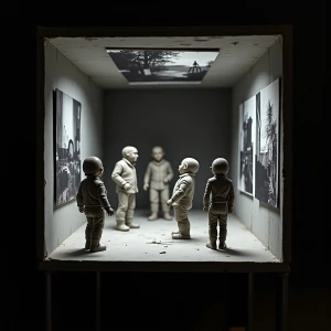 A photograph developing darkroom that comes alive, with images t...