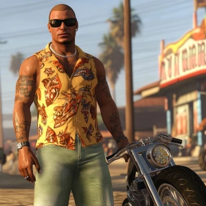 PEPE meme.on the boardwalk sleeveless shirt, sunglasses, motorcy...