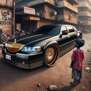 Matt black gold line Lincoln Towncar 2005 Vision extra wide Body...
