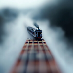 a miniature train rides along the guitar neck, surreal poetry, s...