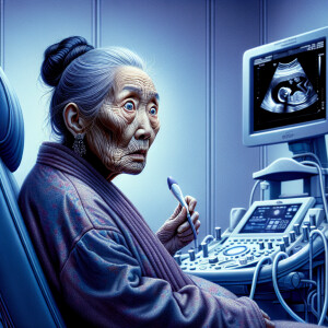 Very old lady thats 9 months pregnant ultra-detailed ultra-reali...