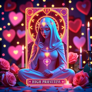 Design a detailed illustration of The High Priestess tarot card,...
