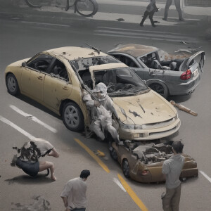 Hammer, car, broken, daddy crying, baby laughing