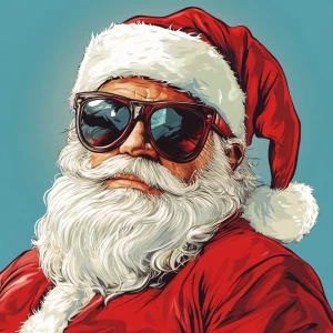 Santa Claus in sunglasses as the godfather of the mafia. Use car...