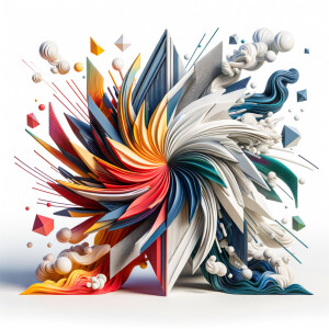 /imagine prompt: A composition of sharp geometric shapes, meticu...