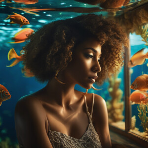 3-D image of a beautiful light skin, African-American woman she...