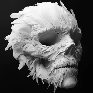 Skull formed out of feathers, hyper realistic