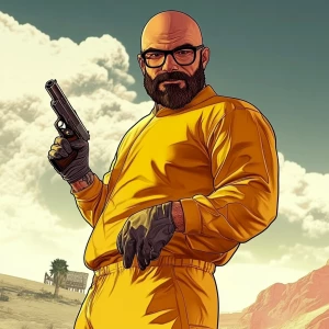 White muscular thin man with beard, big chin, smile and cheekbon...