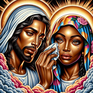 Ensure that the image distinctly represents both Jesus Christ an...