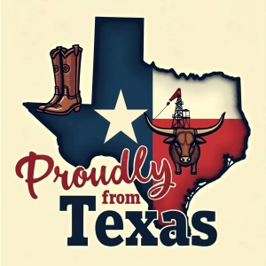 Design an image showcasing Texas pride featuring iconic Texan sy...