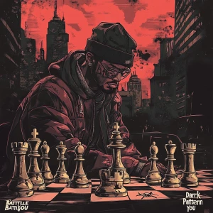 Design an album cover for a hip-hop track called "Dark Pattern B...