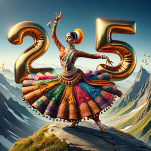 Create an image of an Indian Classical Kathak dancer wearing the...