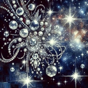 A shimmering, opulent celestial sanctuary, where clusters of twi...