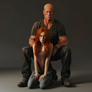 A photorealistic high resolution image. Light ginger haired fema...