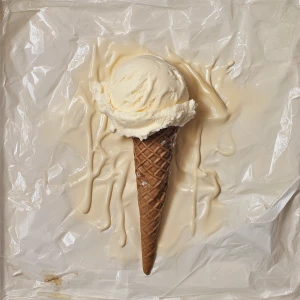 Vanilla ice cream laying in the trash