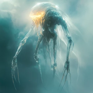 An alien hybrid depicted using the aerial perspective technique....