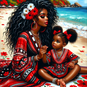 A tender depiction of a Bohemian mother with her child, both sty...