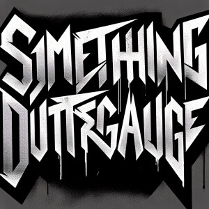 The words “SOMETHING OUTRAGEOUS“ in the style of Nine Inch Nails...