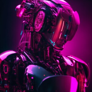 A futuristic humanoid robot with a highly detailed mechanical st...