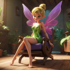 Tinkerbell the fairy. After a long day she’s tossed her dress of...