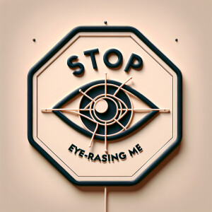 Design a stop sign with an eye and the words 'Stop eye-rassing m...