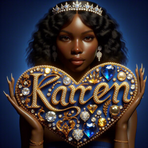 VCraft a 3-D image showcasing the name 'KAREN' in a luxurious go...