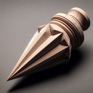 Creates an image of a wooden object that has an oval or cylindri...