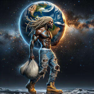 Airbrush style: Carrying the weight of the world on his back wor...