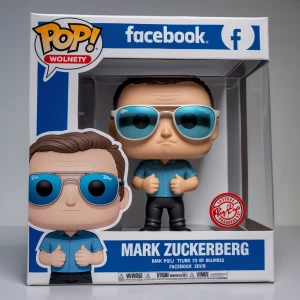 Funko Pop version of Mark Zuckerberg inside a modern Funko Pop b...