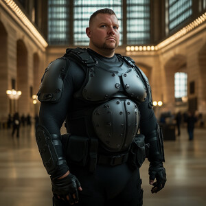 Create a photorealistic body portrait of Ben Rhodes, a fat obese...