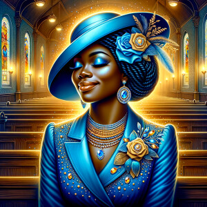 A spiritually enriching illustration portrays an African America...
