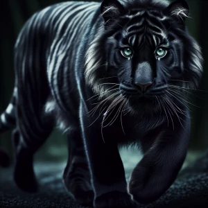 A fully black pregnant female tiger