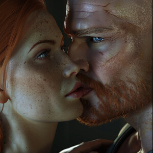 Photorealistic image. High resolution. Light ginger haired femal...