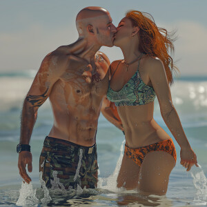 A photorealistic high resolution image. Light ginger haired fema...