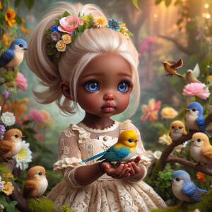 A magical scene featuring a light-skinned African-American toddl...