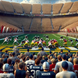 Scene of the Army-Navy college football rivalry game with player...