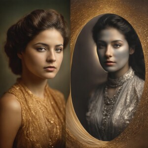 An ethereal figure, clad in shimmering robes of swirling cosmic...