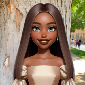 3D image of a realistic looking LIGHT SKIN young African America...