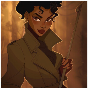 A full bodied cartoon Illustrated pecan tan complexion version o...