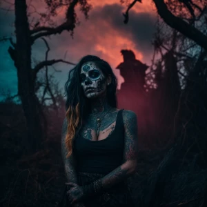 diabolical uv reactive zombie with a conjuring demon effect wear...