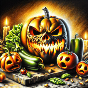 a hauntingly vivid, high-contrast illustration of a menacing jac...