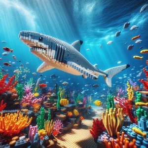 A dynamic scene of a Blacktip Shark gracefully swimming through...