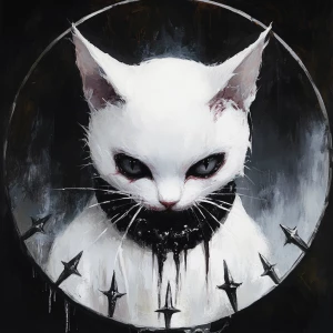 a close up gritty horror-themed dark fantasy painting of a white...