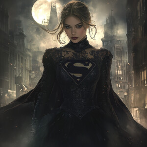 Create an image of a Supergirl character reimagined in a Gothic...