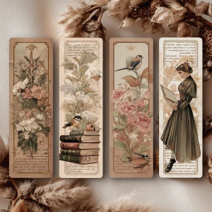 Literary Girl Vintage Bookmarks – A set of vintage-style bookmar...