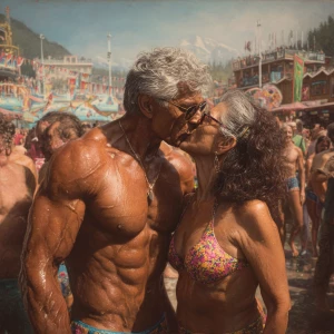Hyperrealism photo painting,a muscular beefy kashmiri man standi...